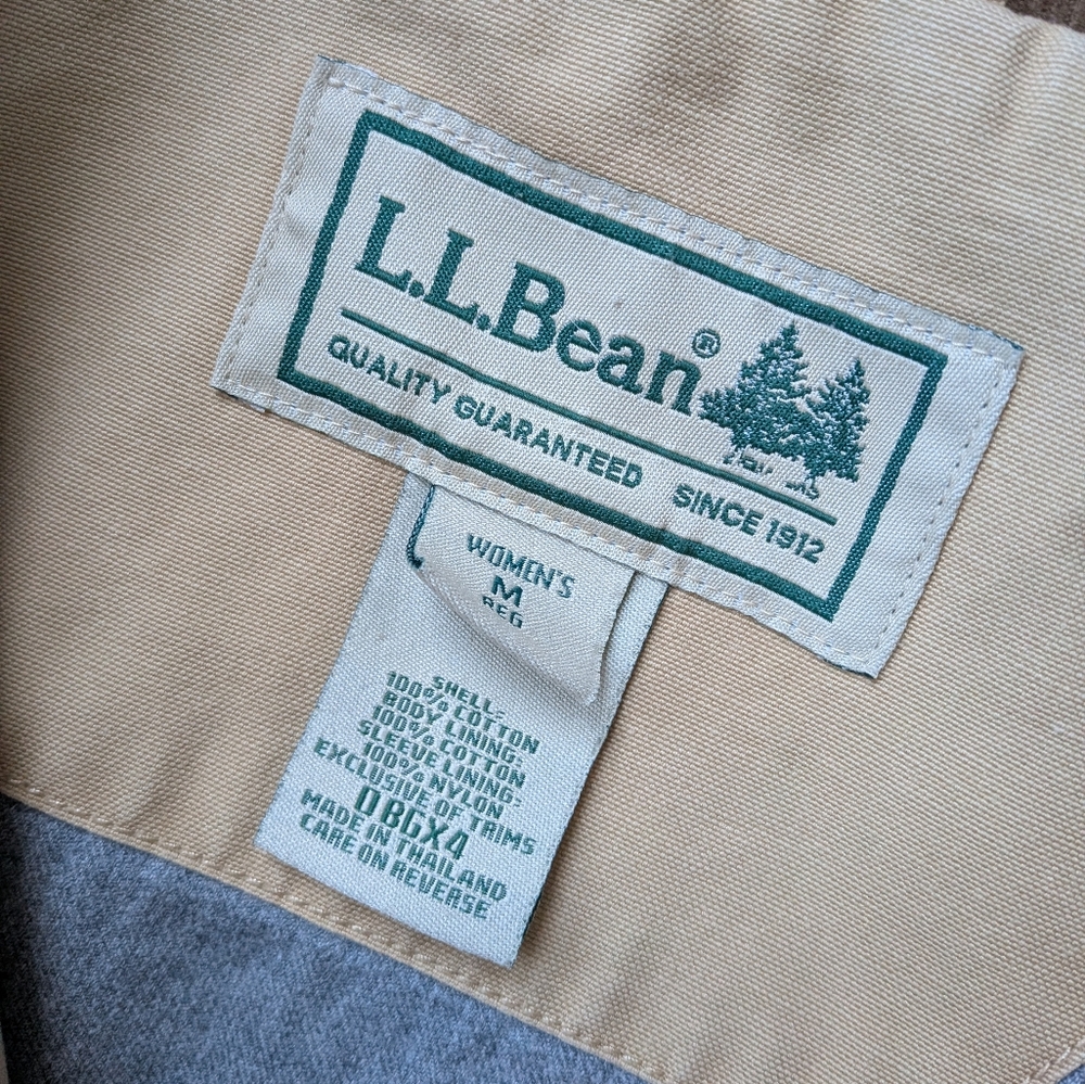 L.L. Bean Women's Tan Chore Coat Jacket with Brown Accents 100% Cotton Size M - Picture 12 of 12